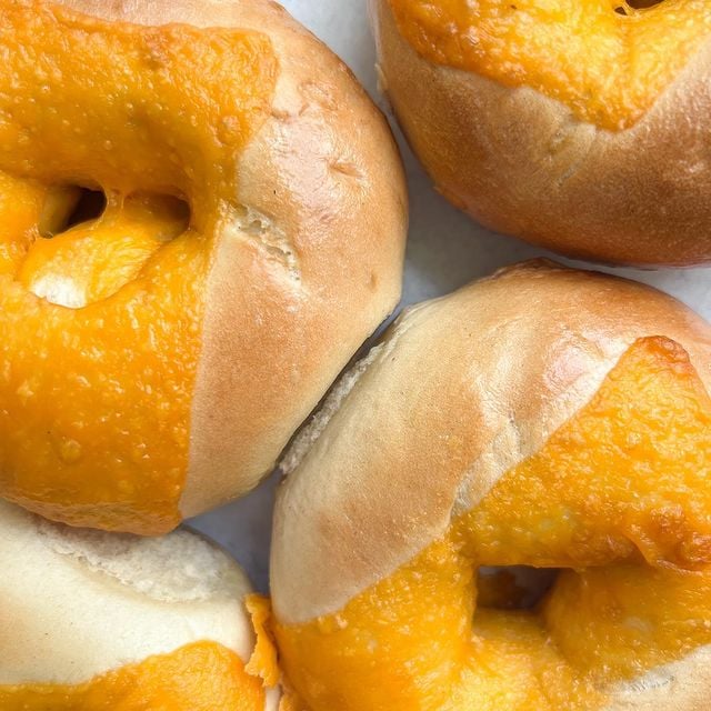 Cheddar cheese bagels at St. Pete Bagel Co.
