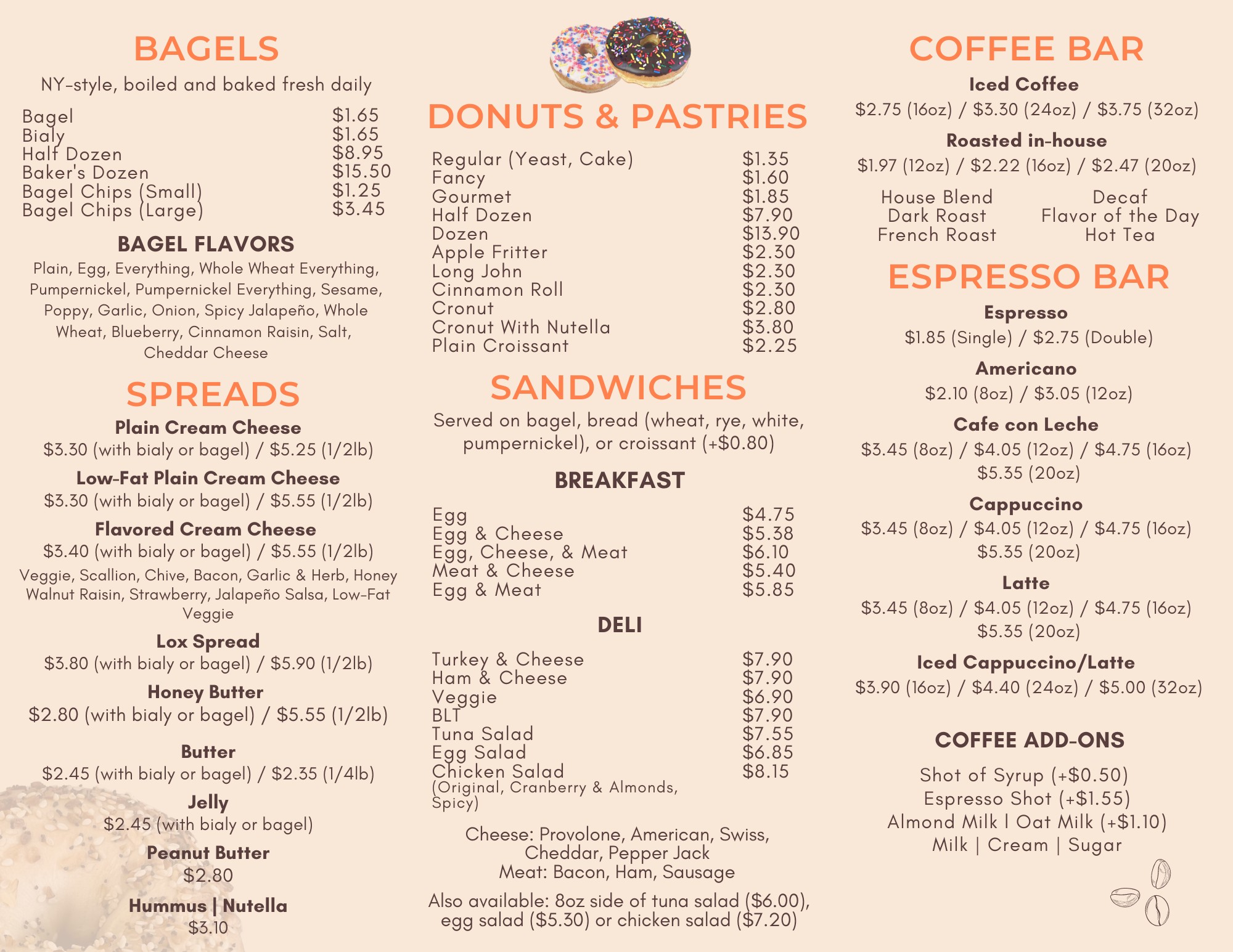 St. Pete Bagel Co. Menu (Page 2)